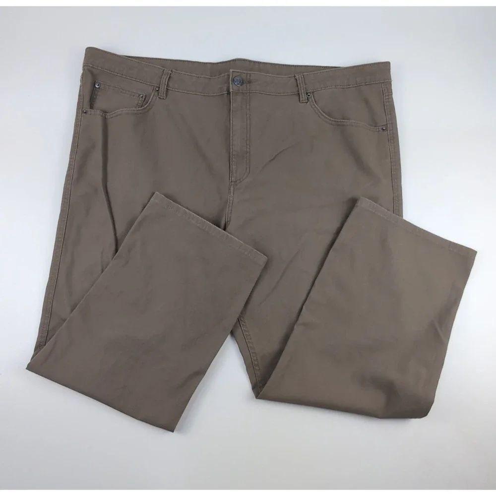 Magellan Outdoors Men's 42x27 Water Repellent Pants Straight Leg Gray Brown